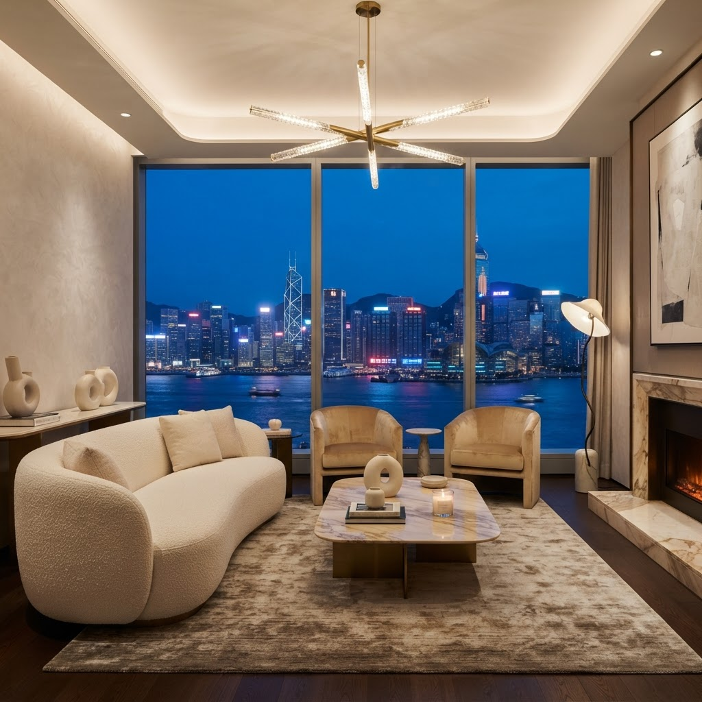 瑅海示範單位客廳,坐擁維港海景